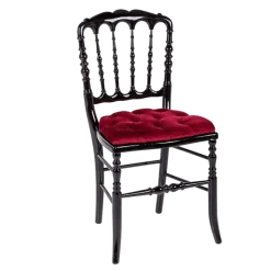 Chaise Napoléon III noire fixe velours rouge