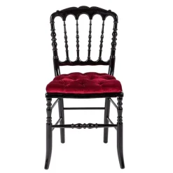 Chaise Napoléon III noire fixe velours rouge