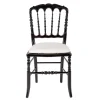 Chaise Napoléon III noire fixe chintz beige