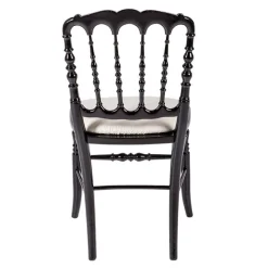 Chaise Napoléon III noire fixe chintz beige
