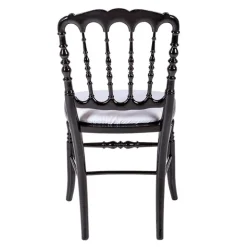 Chaise Napoléon III noire fixe chintz blanc