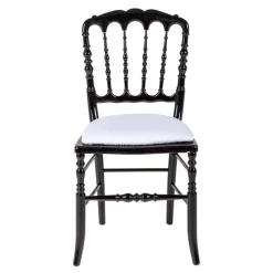 Chaise Napoléon III noire fixe chintz blanc