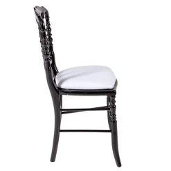 Chaise Napoléon III noire fixe chintz blanc