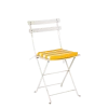 Chaise Trocadéro blanche avec assise rayée jaune