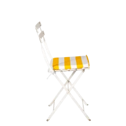Chaise Trocadéro blanche avec assise rayée jaune