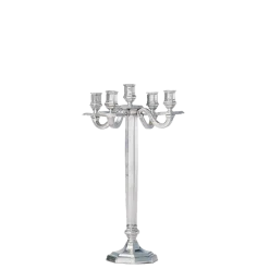 Chandelier 5 feux argent haut octogonal H 51 cm