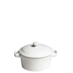 Cocotte individuelle blanche mat avec couvercle Ø 10 cm 25 cl