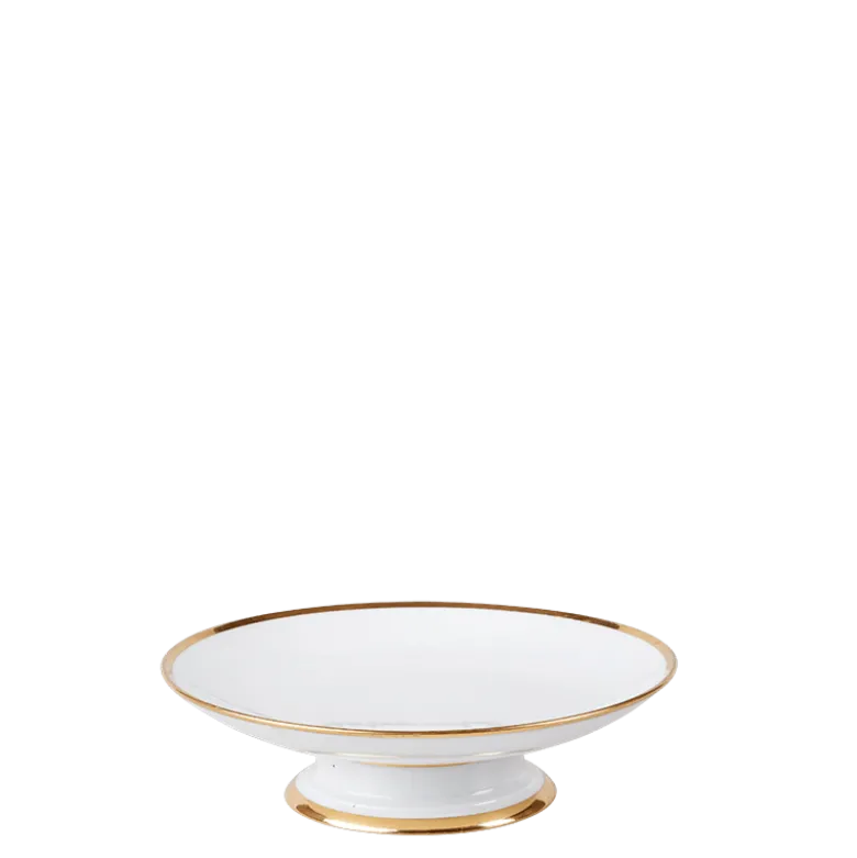 Compotier bas vintage blanc et doré Ø 21-26 cm H 4-6 cm