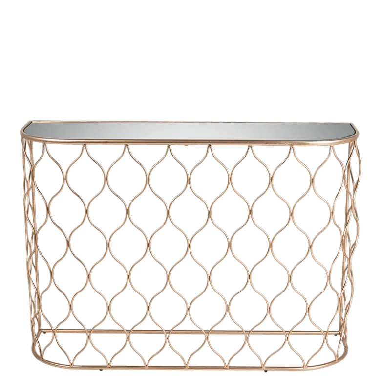 Console Filor cuivrée 32 x 110 cm H 78 cm