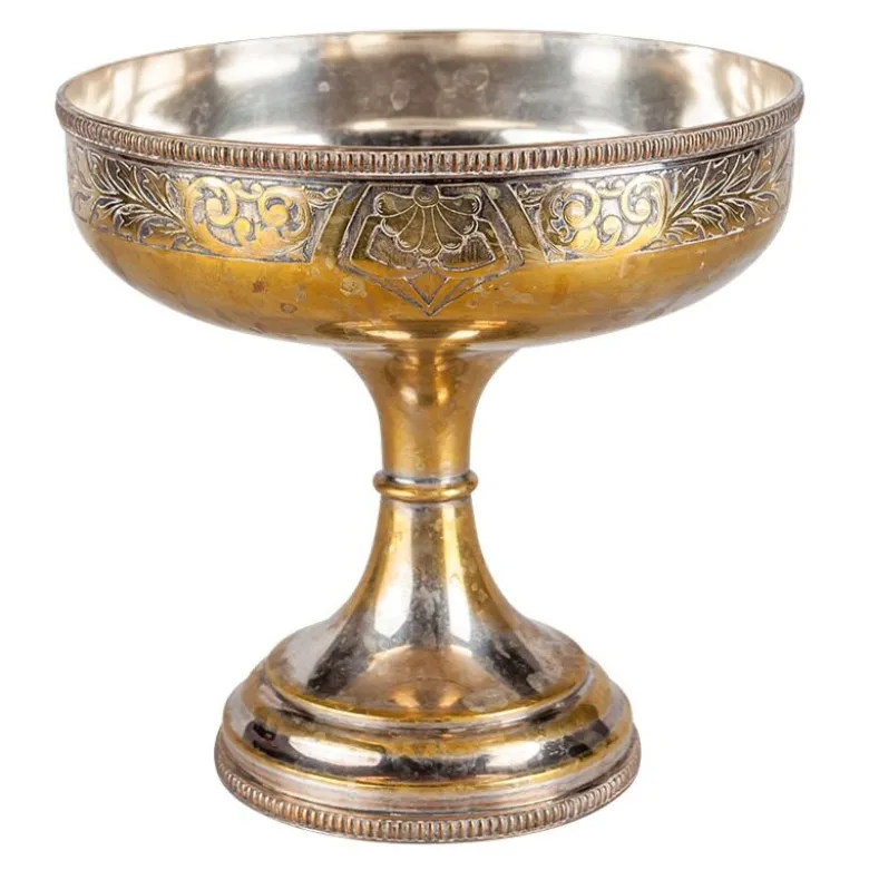 Coupe sur pied en métal vintage 1 L Ø 18-21 cm H 15-25 cm