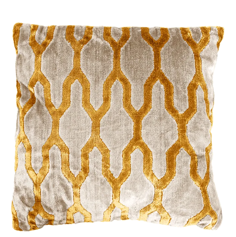 Coussin Chambord velours jaune 45 x 45 cm