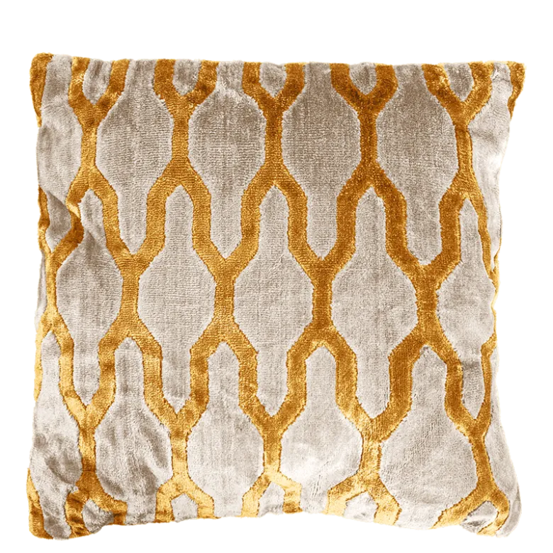 Coussin Chambord velours jaune 45 x 45 cm