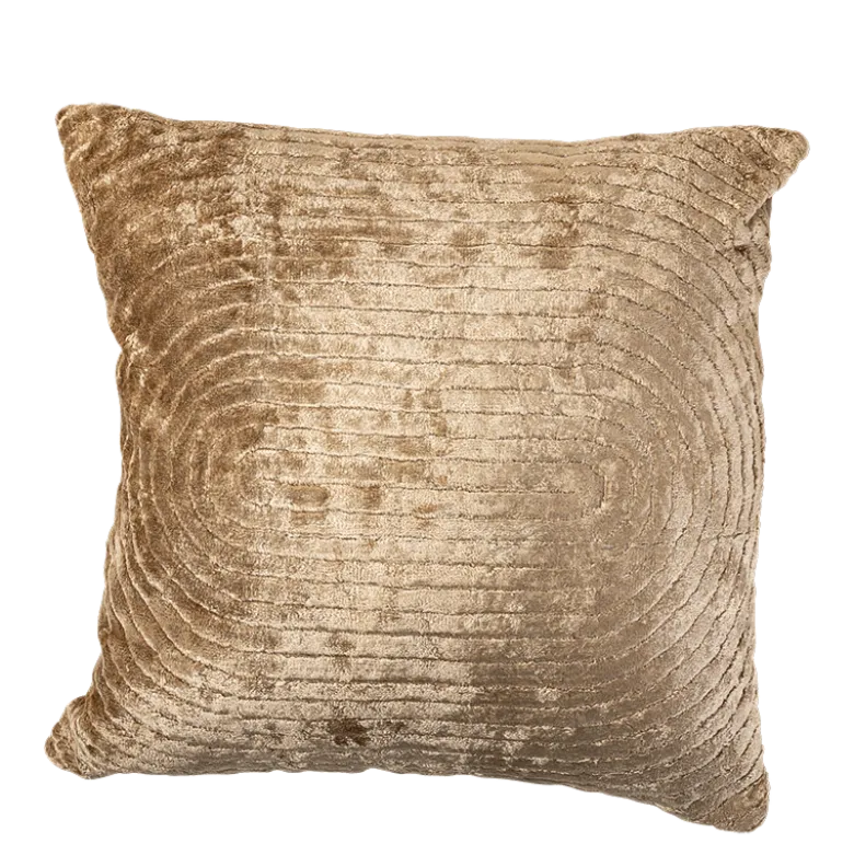 Coussin Onde velours beige 45 x 45 cm