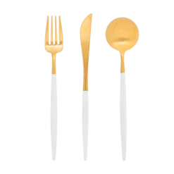 Couverts Cutipol blanc et or