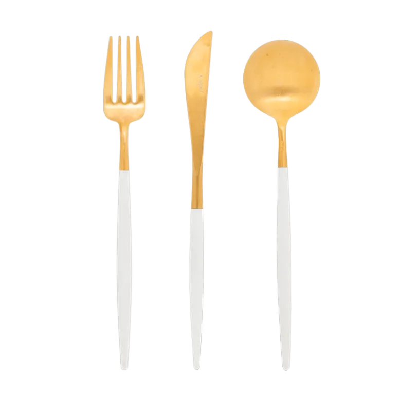 Couverts Cutipol blanc et or