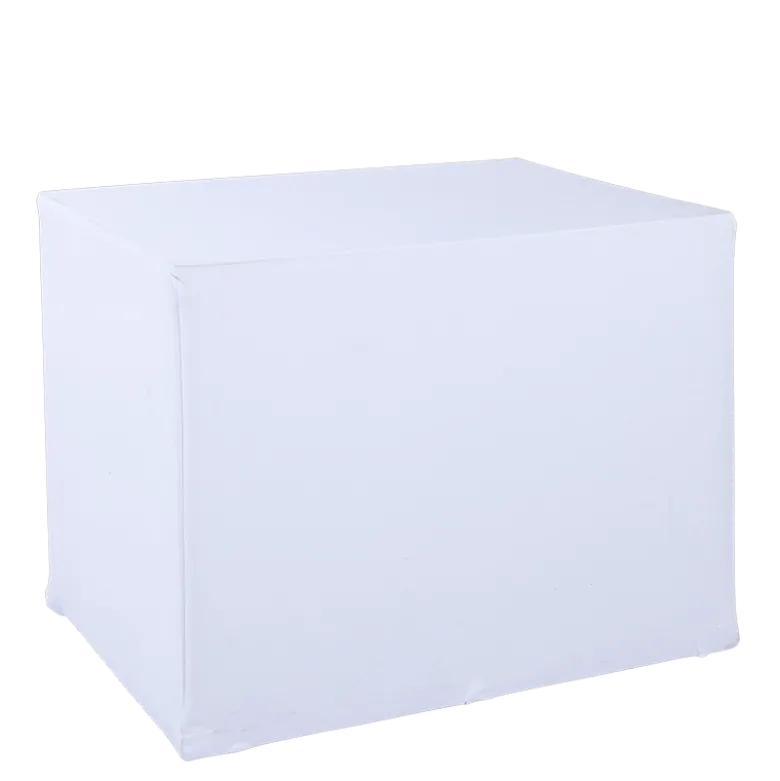 Desserte pliante blanche houssée 70 x 90 cm H 72 cm