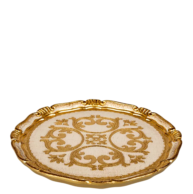 Dessous d'assiette Venezia blanc et doré Ø 32,5 cm