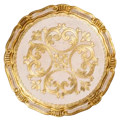 Dessous d'assiette Venezia blanc et doré Ø 32,5 cm
