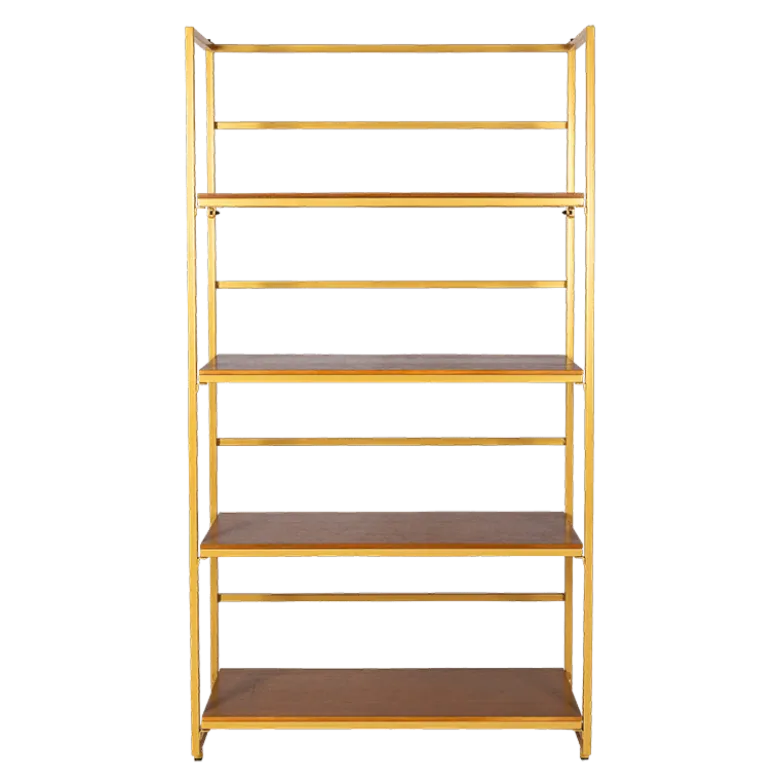 Etagère dorée et bois 40 x 100 cm H 180 cm