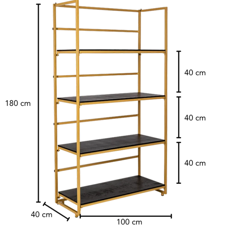 Etagère dorée et noire 40 x 100 cm H 180 cm
