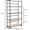 Etagère noire et blanche 40 x 100 cm H 180 cm