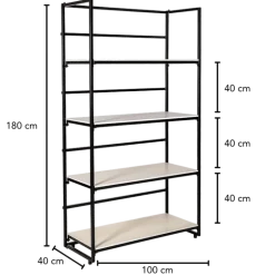 Etagère noire et blanche 40 x 100 cm H 180 cm