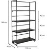 Etagère noire 40 x 100 cm H 180 cm