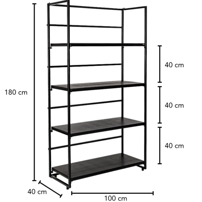 Etagère noire 40 x 100 cm H 180 cm