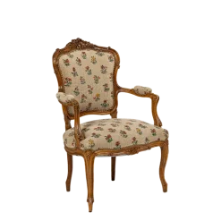Fauteuil bohème motifs floraux vintage
