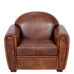 Fauteuil Club cuir marron 83 x 100 cm H 97 cm