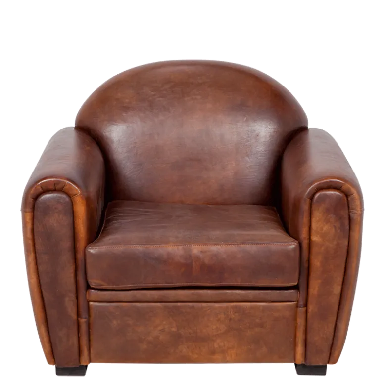 Fauteuil Club cuir marron 83 x 100 cm H 97 cm