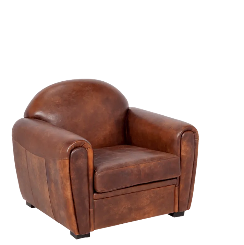 Fauteuil Club cuir marron 83 x 100 cm H 97 cm