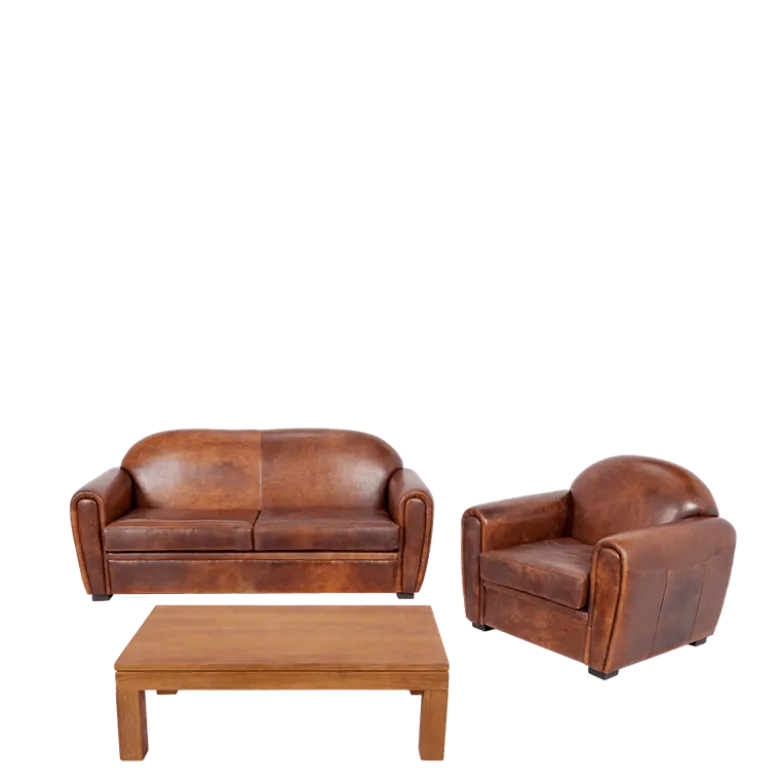 Fauteuil Club cuir marron 83 x 100 cm H 97 cm