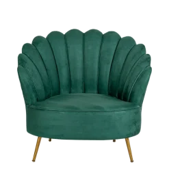 Fauteuil Coquillage velours vert 81 x 95 cm H 87 cm
