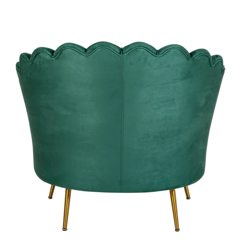 Fauteuil Coquillage velours vert 81 x 95 cm H 87 cm