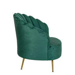 Fauteuil Coquillage velours vert 81 x 95 cm H 87 cm