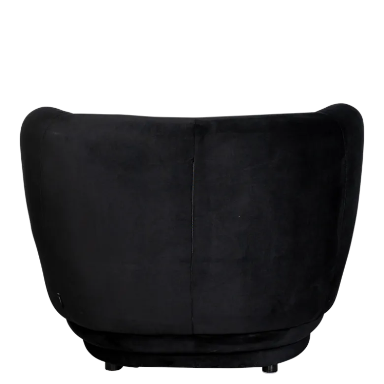 Fauteuil Elton velours noir M1 78 x 90 cm H 70 cm