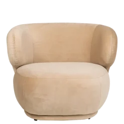 Fauteuil Elton velours taupe 78 x 90 cm H 70 cm