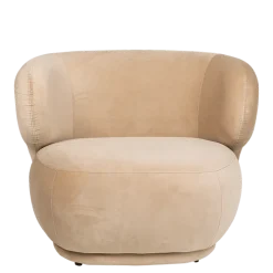 Fauteuil Elton velours taupe M1 78 x 90 cm H 70 cm
