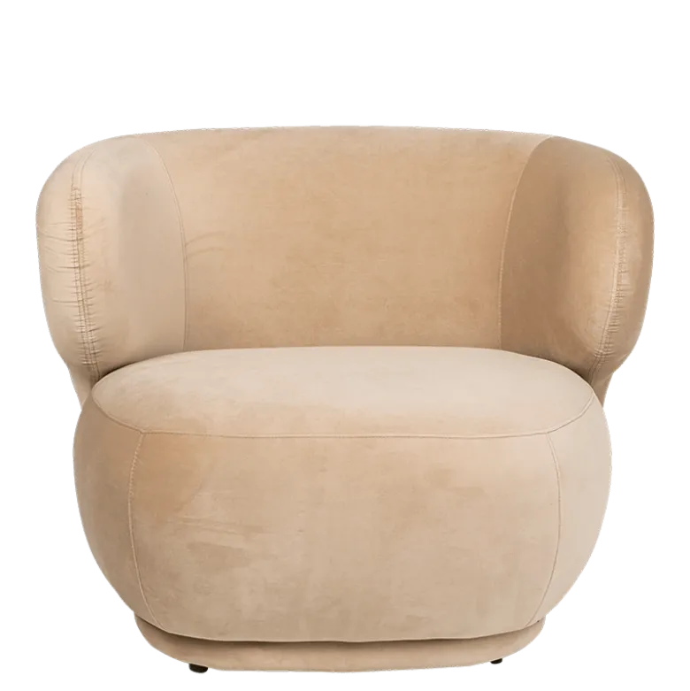 Fauteuil Elton velours taupe M1 78 x 90 cm H 70 cm