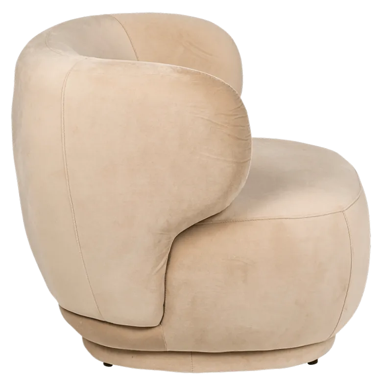 Fauteuil Elton velours taupe M1 78 x 90 cm H 70 cm