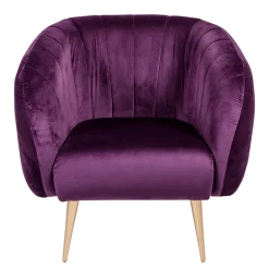 Fauteuil Juliette velours aubergine 78 x 84 cm H 85 cm