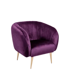 Fauteuil Juliette velours aubergine 78 x 84 cm H 85 cm