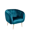 Fauteuil Juliette velours bleu vert 78 x 84 cm H 85 cm