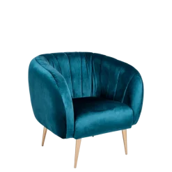 Fauteuil Juliette velours bleu vert 78 x 84 cm H 85 cm