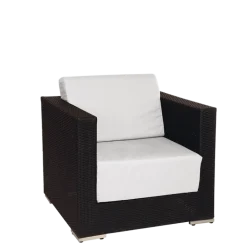 Fauteuil Lounge tressé gris 80 x 80 cm H 67 cm
