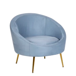 Fauteuil Sofia velours bleu 92 x 82 cm H 78 cm