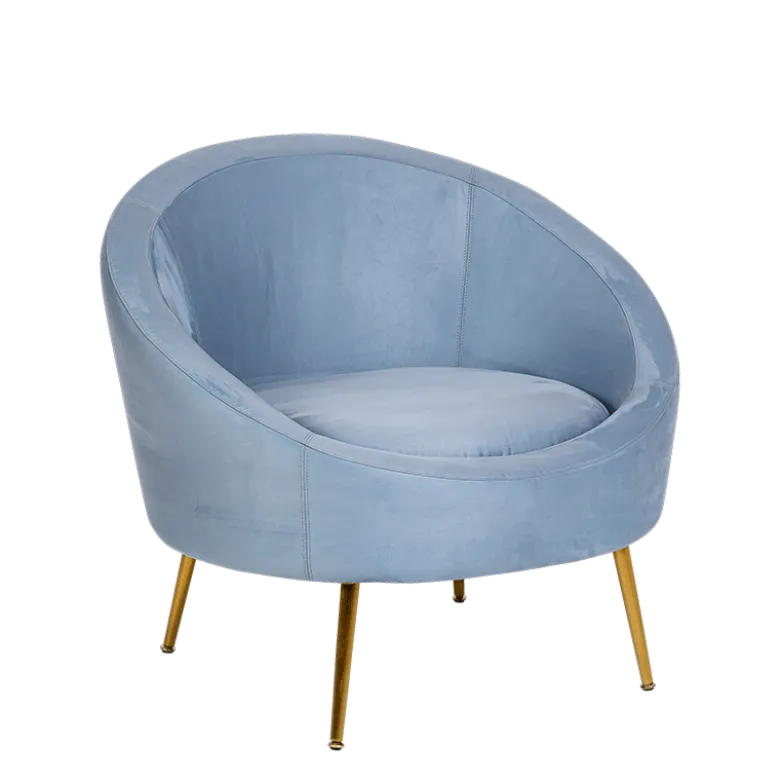 Fauteuil Sofia velours bleu 92 x 82 cm H 78 cm