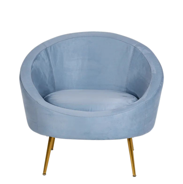 Fauteuil Sofia velours bleu 92 x 82 cm H 78 cm