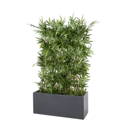Haie de bambou artificielle l 100 cm H 150 cm avec pot